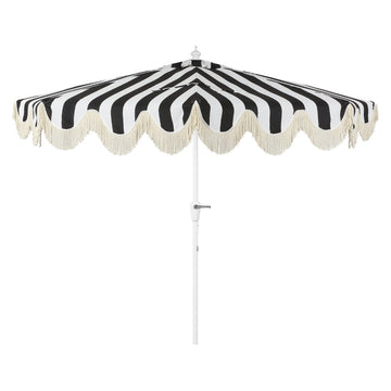 Beverly 9 ft. Designer Classic Scalloped Fringe Half Market Patio Umbrella